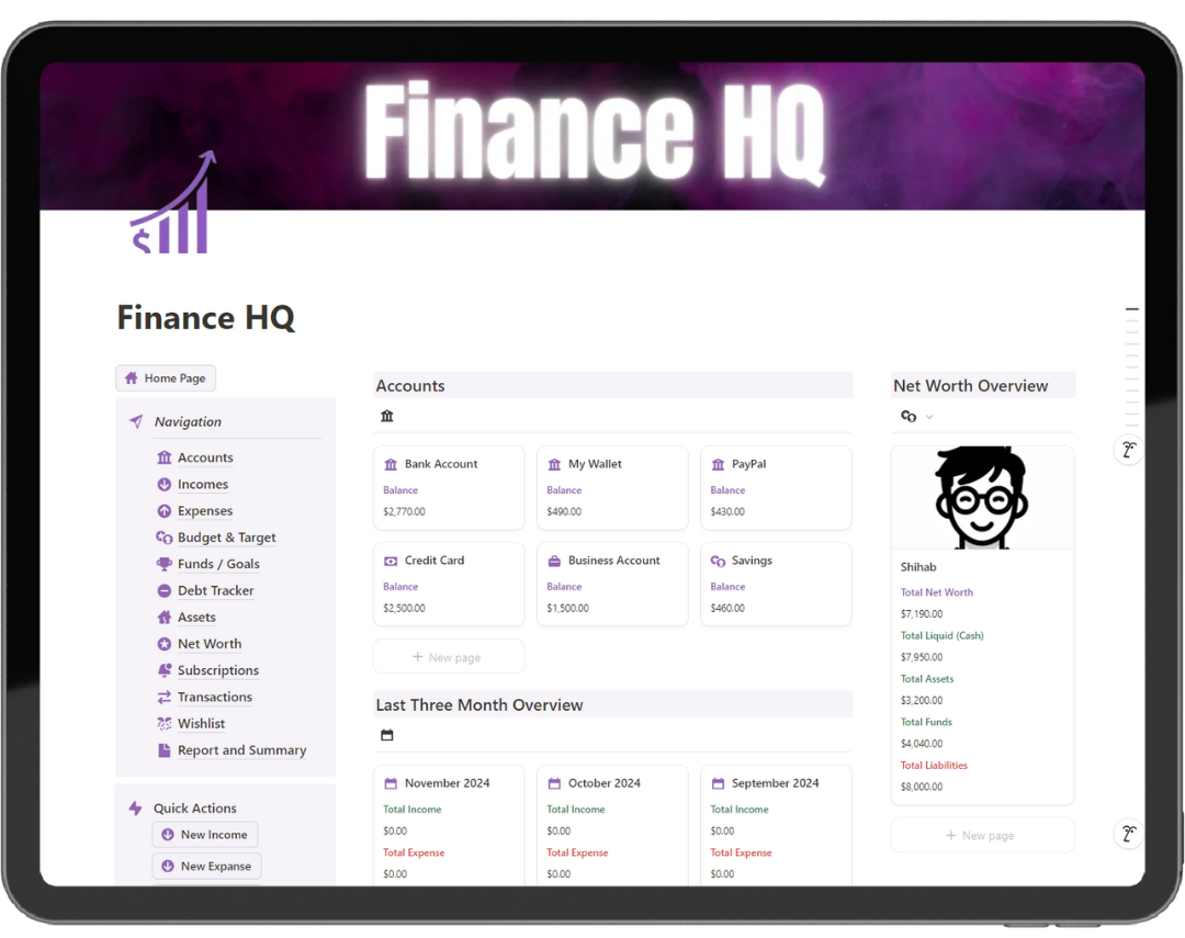 finance tracker notion