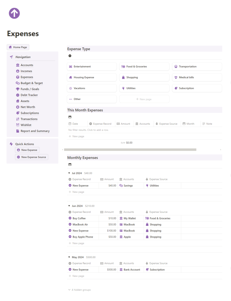 notion expense tracker